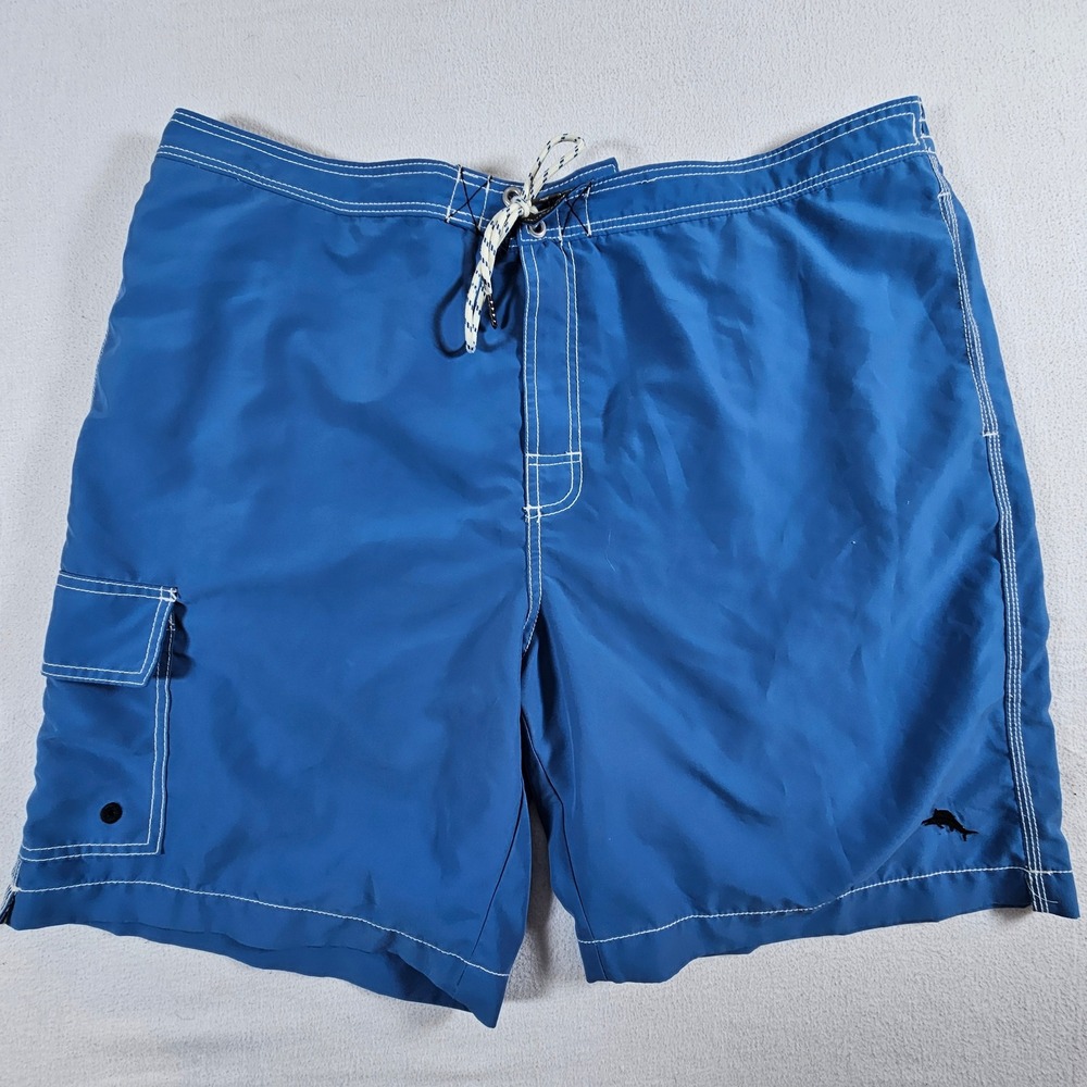Tommy Bahama Swim Trunks Mens XXL Blue Relax Mesh Lined Cargo Board Shorts